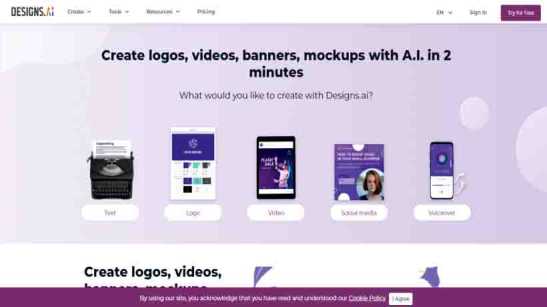 Design AI - Create Logos, Videos, Banners, Mockups with A.I. in 2 Minutes
